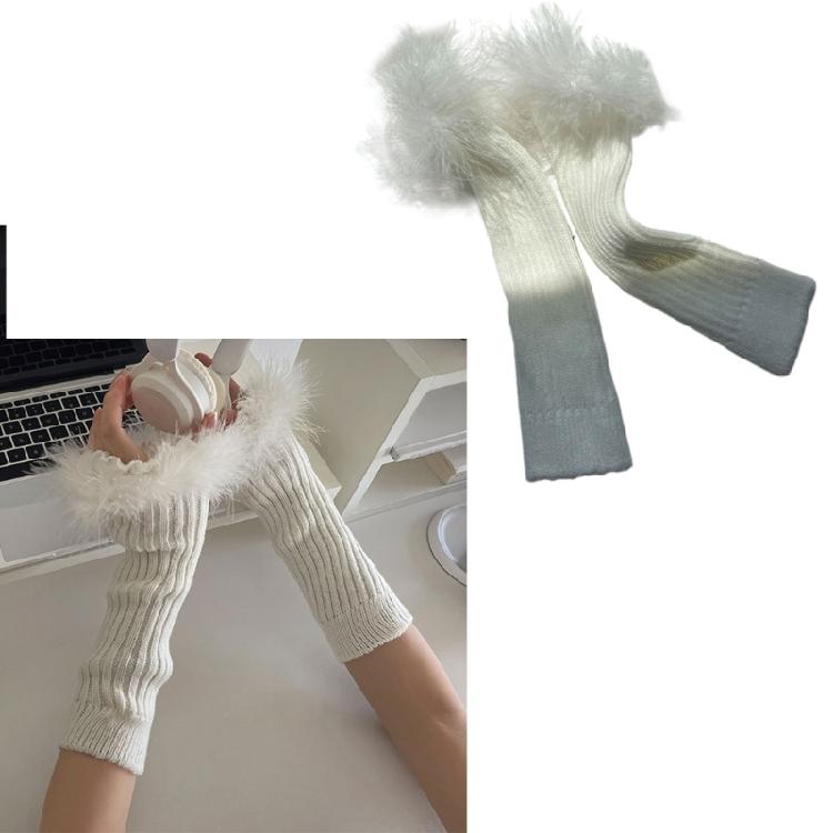 Punk Sleeve Feathered Gloves Wrist Warmer for Costume Party Short Mitten