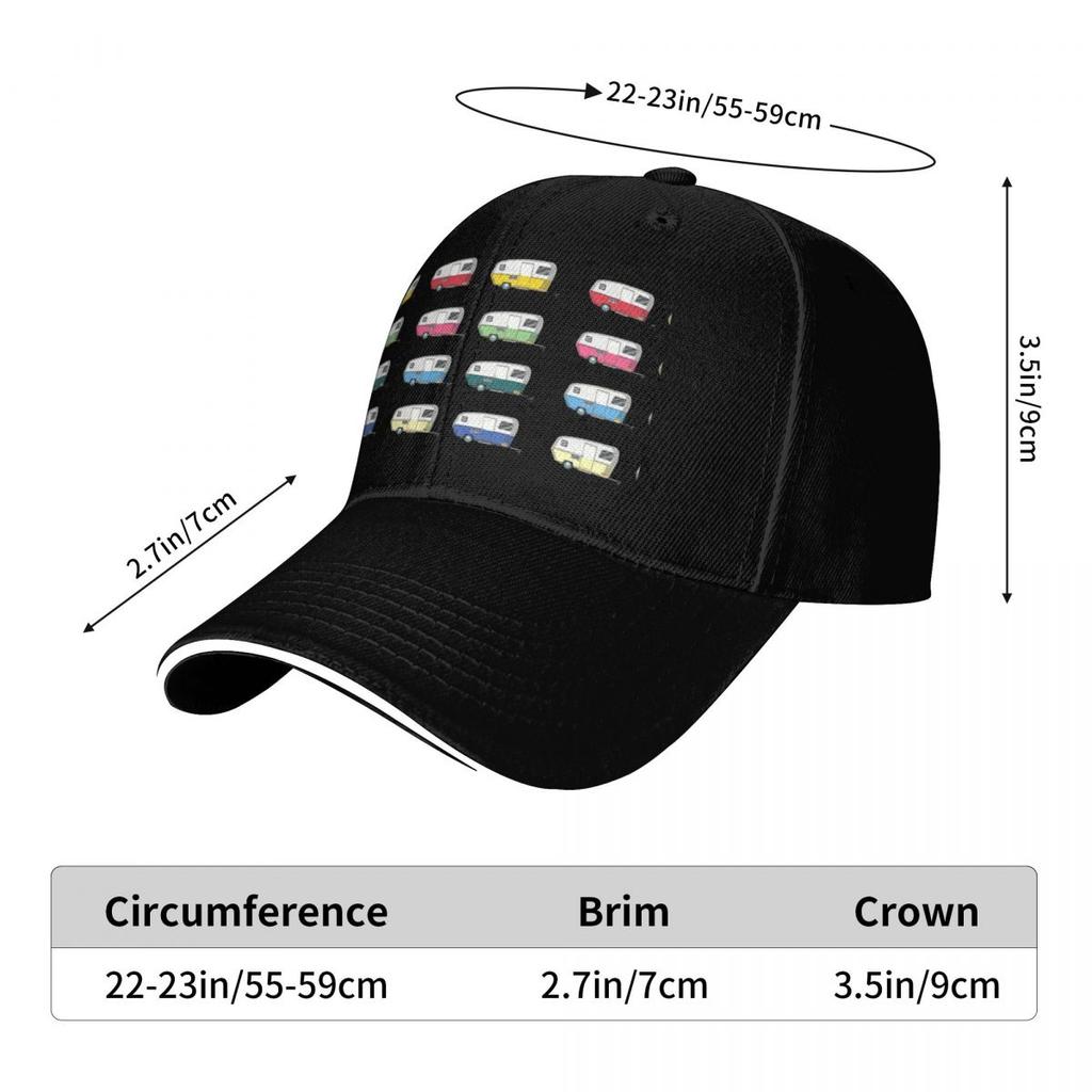 Colourful Vintage Eriba Puck Caravan Daisy Cap Fashion Casual Baseball Caps  Summer Unisex Baseball Hats Polychromatic