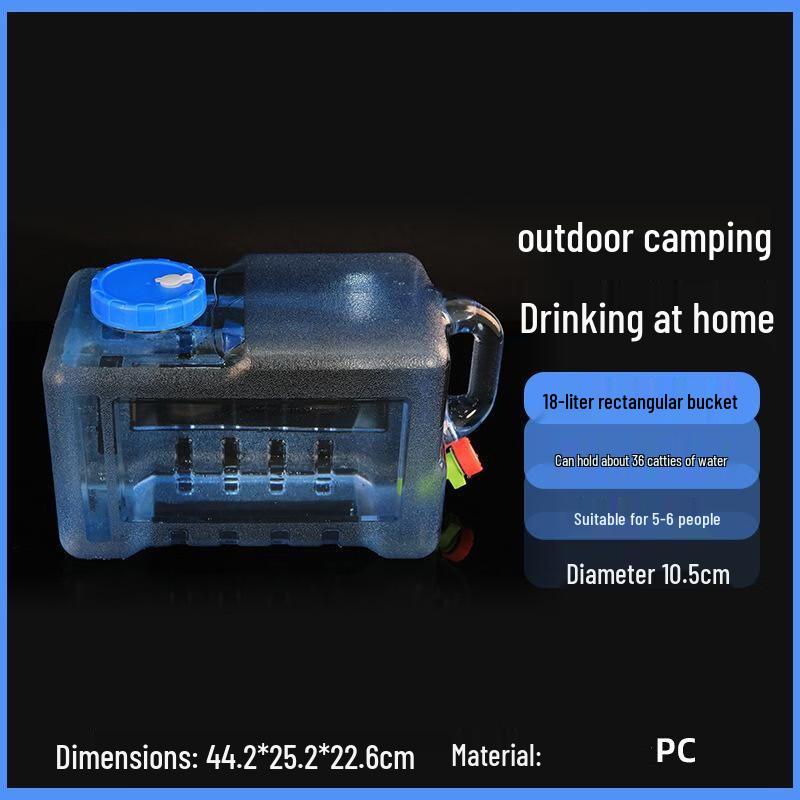 Food-Grade PC Rectangular Water Bucket for Tea Brewing 18 Liter