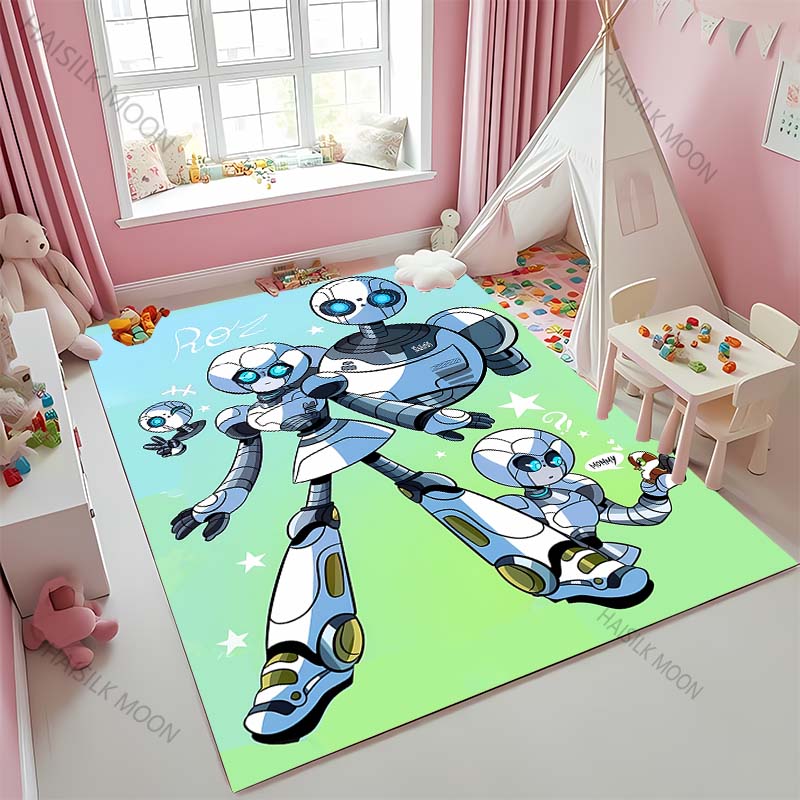 Cartoon The W-Wild R0b0t Printed Carpet Baby Creeping Rug for Kid Play Mat Children Room Decor Area Floor Mat for Bedroom Gifts