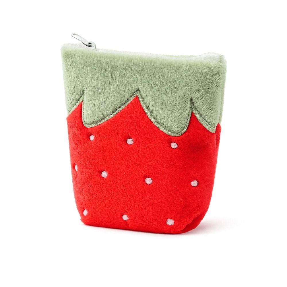 INS Pencil Case Strawberry Shape Large Capacity Pen Bag Standing Stationery Organizer Gift