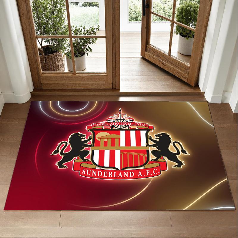 Sunderland Football Design Crystal Velvet Rug Soft Decorative Mat for Bedroom Entrance