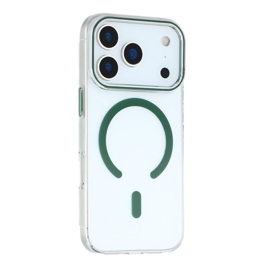 For iPhone 17 Pro Max Magnetic Case Clear PC Phone Back Cover with Metal Buttons