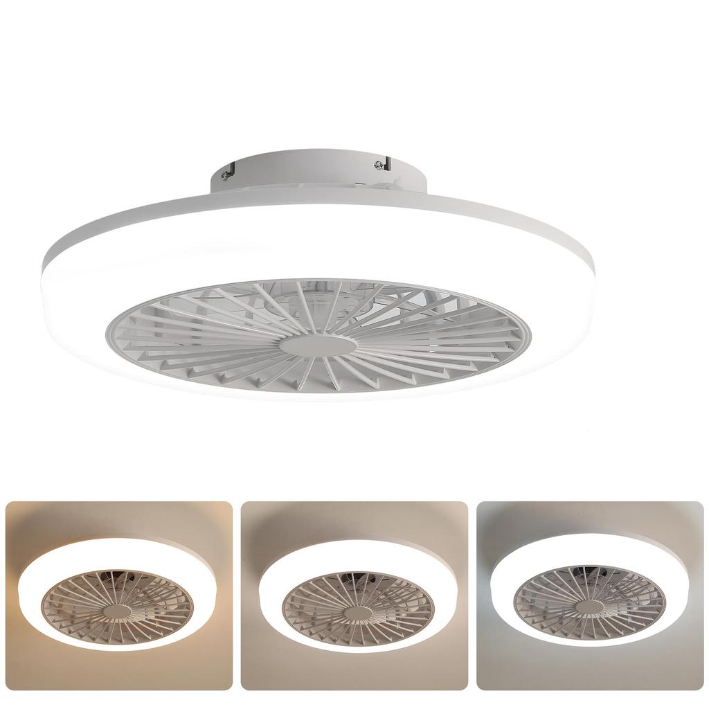 Sofucor 46 cm Samll Ceiling fan with light and Remote control – modern bladeless design for bedroom, kitchen and dining room