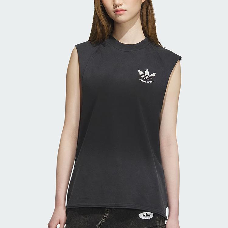 adidas Originals Retro Ss25 Washed Logo Loose Fit Round Neck Sleeveless Vest Unisex Tops KC0291