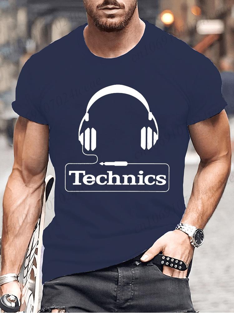Summer Men's Fashion Tee Clothing Hip Hop Technics Headphone Graphic Tee Shirt Men Casual Streetwear Funny Printed Tops T-shirt