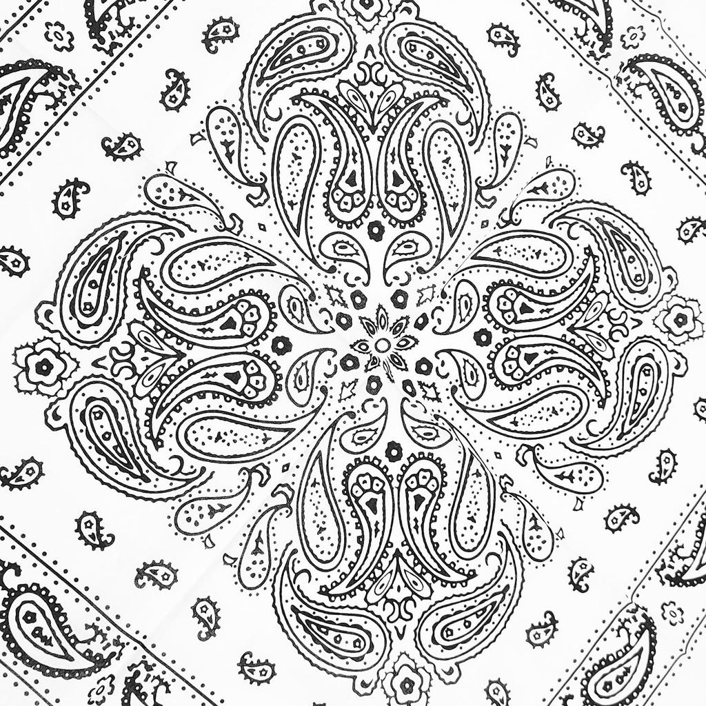 Kakatrend Bandana White Paisley Pattern Handkerchief Men's Bandana Adult 100% Cotton Stylish Bandana Unisex Large 55cm X 55cm White