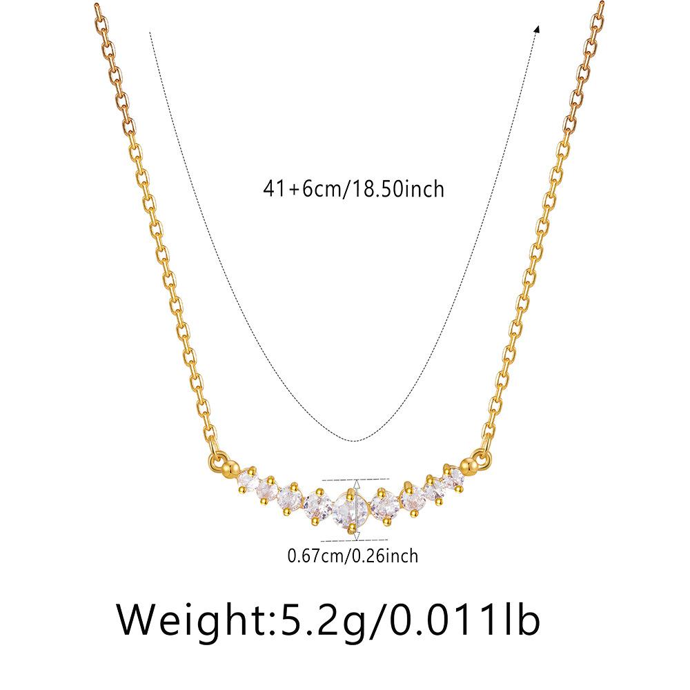 Gold Plated Curved CZ Smile Pendant Necklace