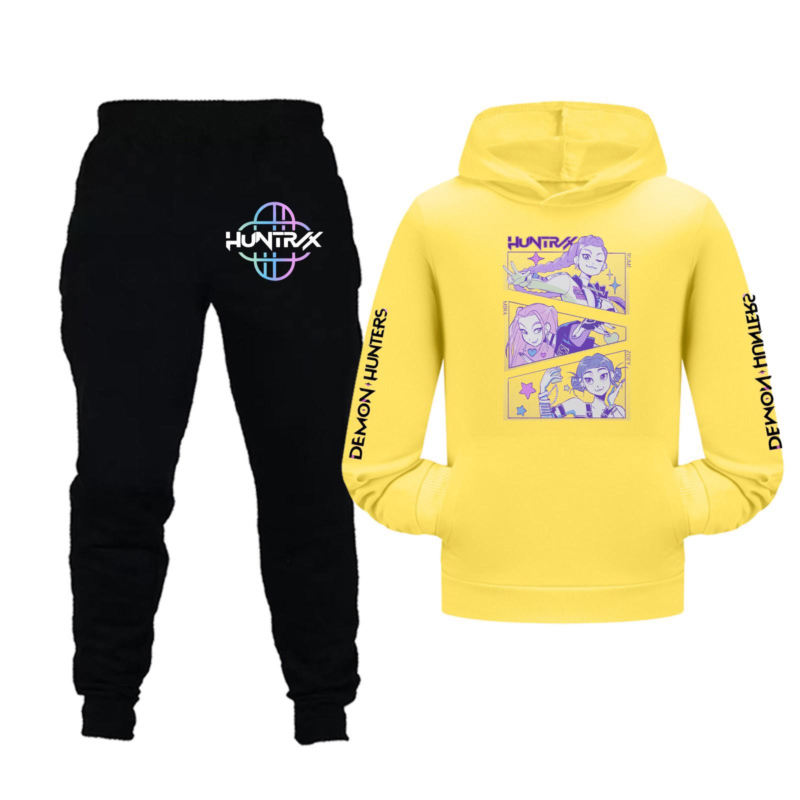 

Kids Girls Long Sleeve Hooded Sweatshirt And Pants Set For Toddler And Big Kids 2Pcs Outfits 170 жёлтый