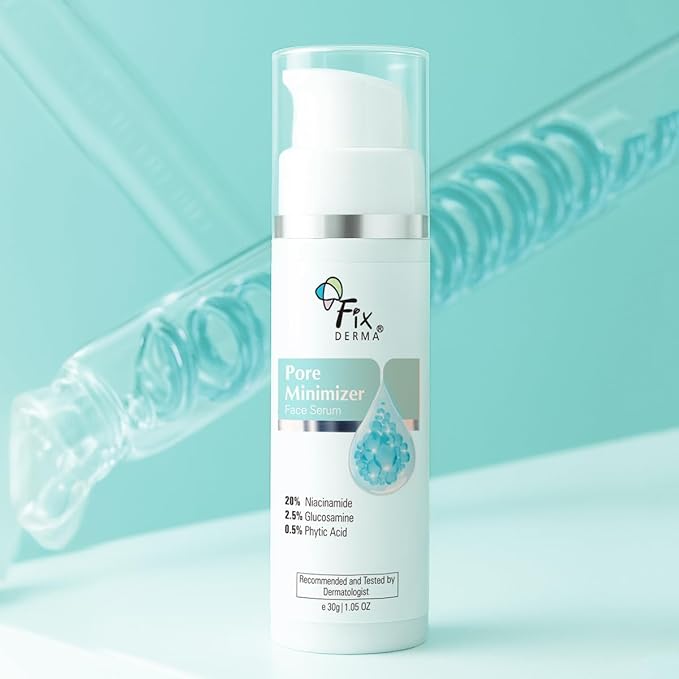 Fixderma 20% Niacinamide Face Serum 30 gm - Pore Minimizer with 2.5% Glucosamine & Hyaluronic Acid | Hydrating for Men & Women