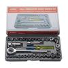 Conjunto de Chaves de Catraca e Soquetes com 40 Peças Aço Carbono Endurecido Temperado Kit de Chaves de Soquete com Encaixe 1/4 pol 3/8 pol