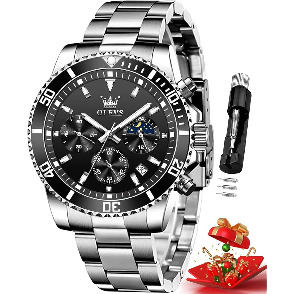 OLEVS Men s Digital Chronograph Watch Square with Silicone Strap, Waterproof, Alarm, Shock Resistant Black/Silver