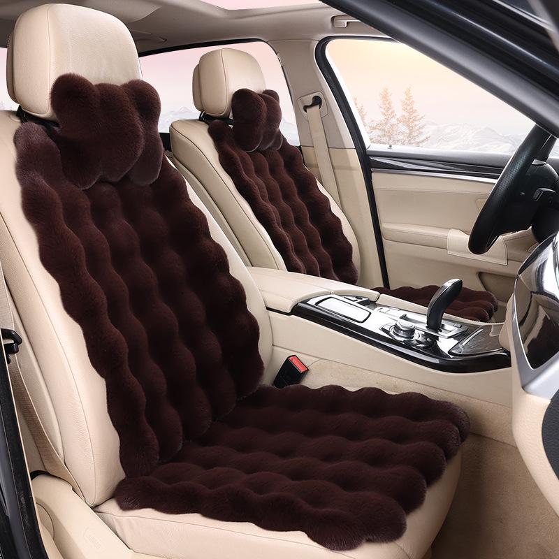 Plush Faux Rabbit Fur Car Seat Cushion: Luxurious Lumbar Support for Autumn and Winter Comfort