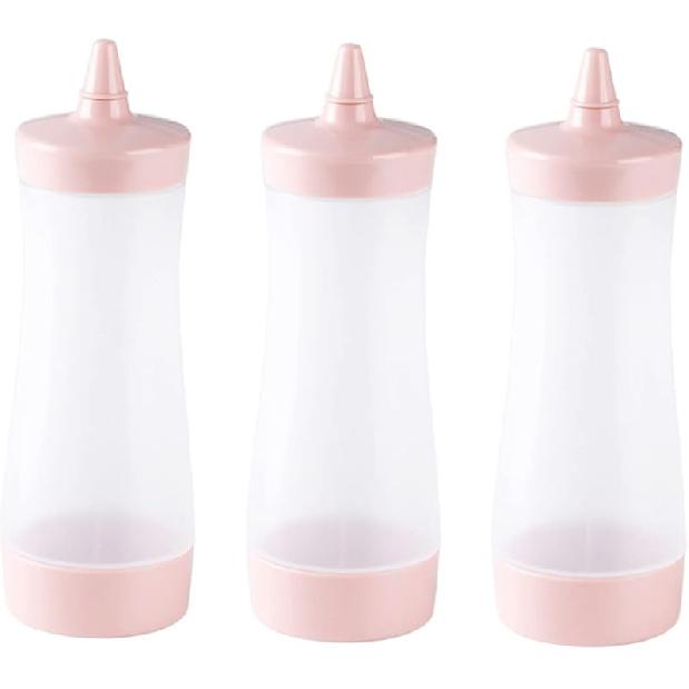 3PCS Plastic Squeeze Condiment Bottles for Ketchup Mustard Jam Bbq Sauce Dispensers 7.48 Height for Home Use Size 1