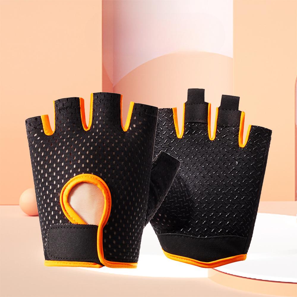 Women's Fashionable Breathable Fitness Half finger Gloves Outdoor Riding Sports Handguard Half finger Guard Anti Slip Elasticity