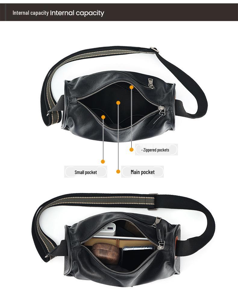 Bolsa Transversal Mensageiro Masculina de Couro Genuíno Crazy Horse