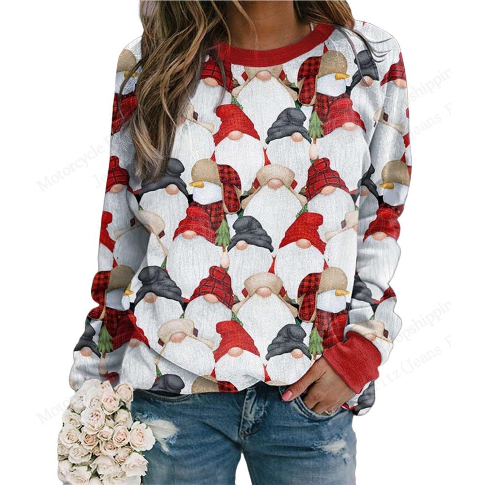 

Women s 3D printed round neck fashionable long sleeved T-shirt 5XL