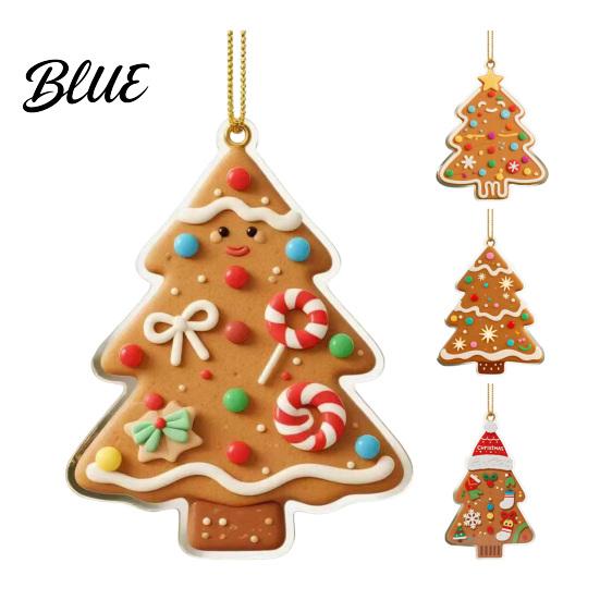 Car Rearview Mirror Accessories Gingerbread Christmas Tree Pendant, Double-sided Acrylic Hanging Ornament for Unique Interior Decorations Holiday Home
