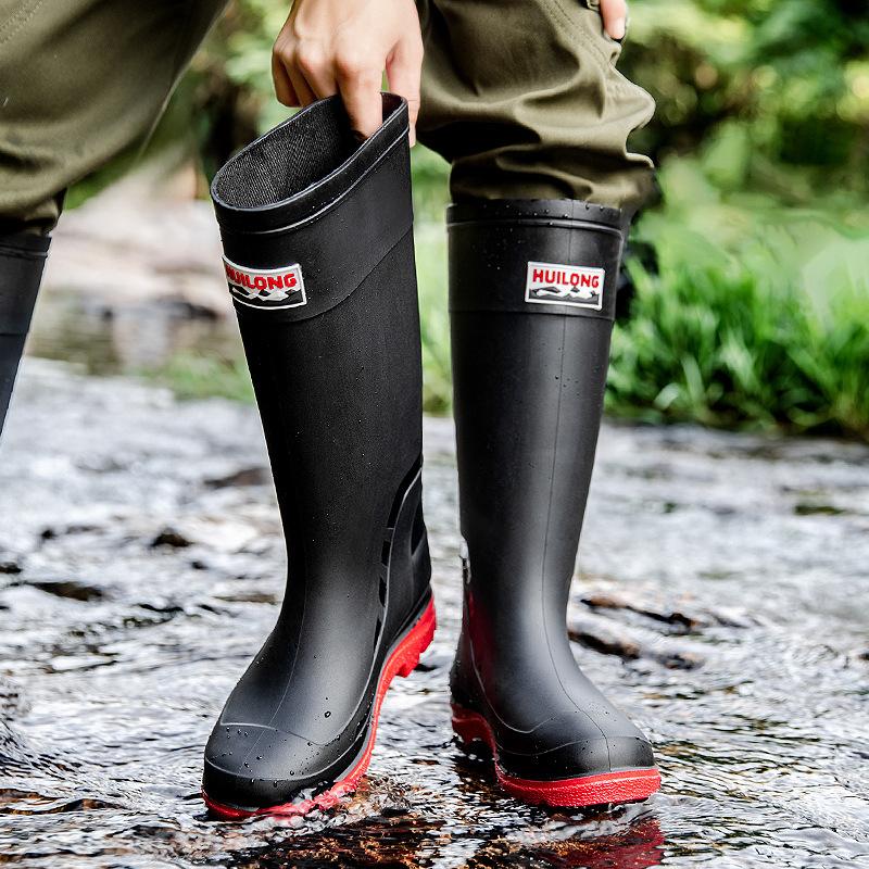 

Высокие резиновые сапоги мужские средней высоты нескользящие водные туфли модные уличные резиновые сапоги для рыбалки на толстой подошве водные сапоги терморезиновая обувь 44