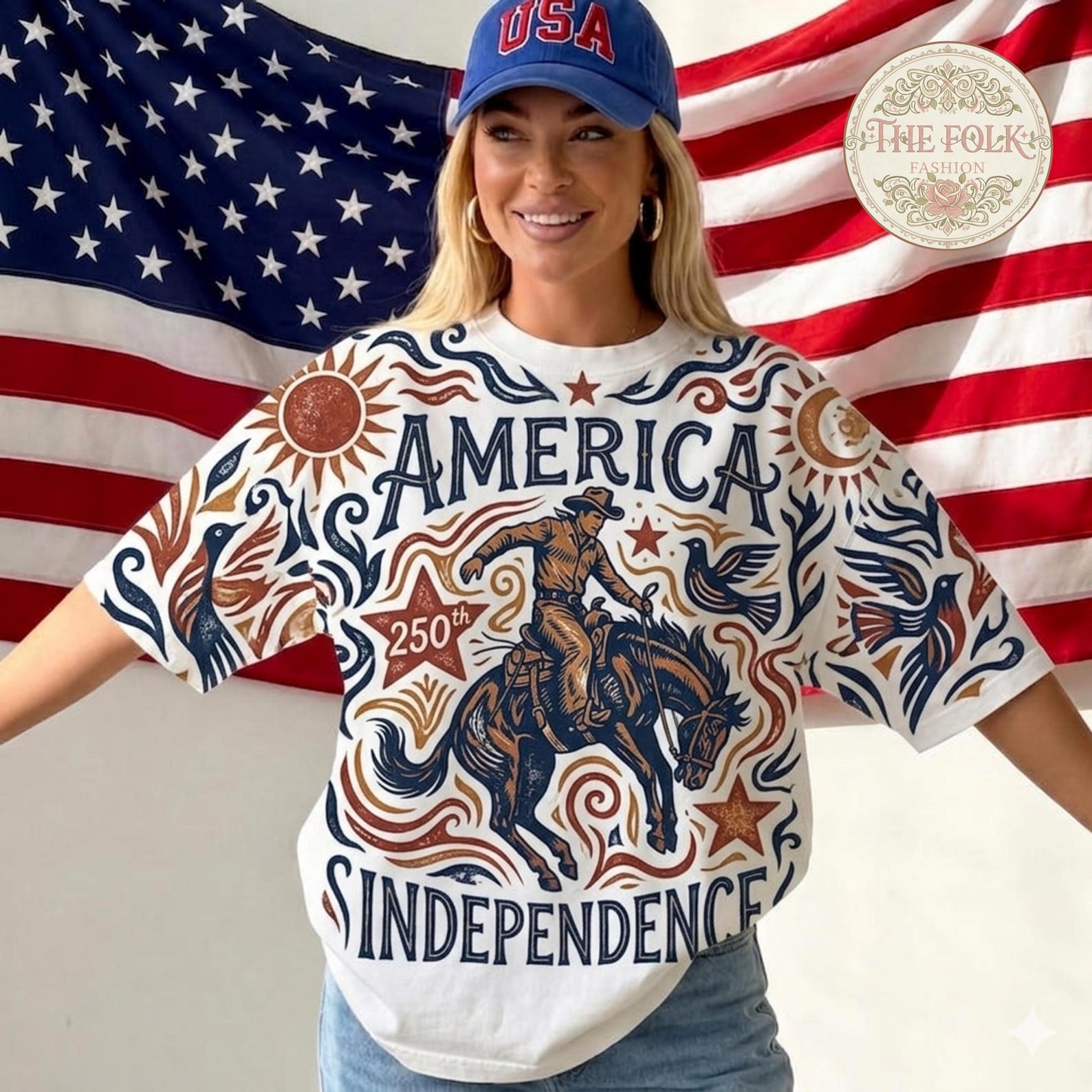 250th USA Independence Shirt, Western Cowboy Patriotic Tee, Family Matching 4th of July Tshirt, 1776 American Eagle Top, 4th of July Shirt L
