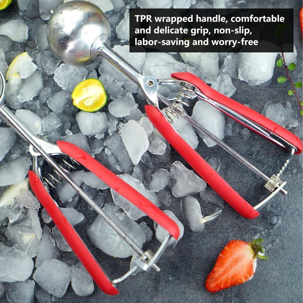 3pcs set Trigger Release Ice Cream Scoop Set Stainless Steel Stainless Steel Scoop Food Preparation