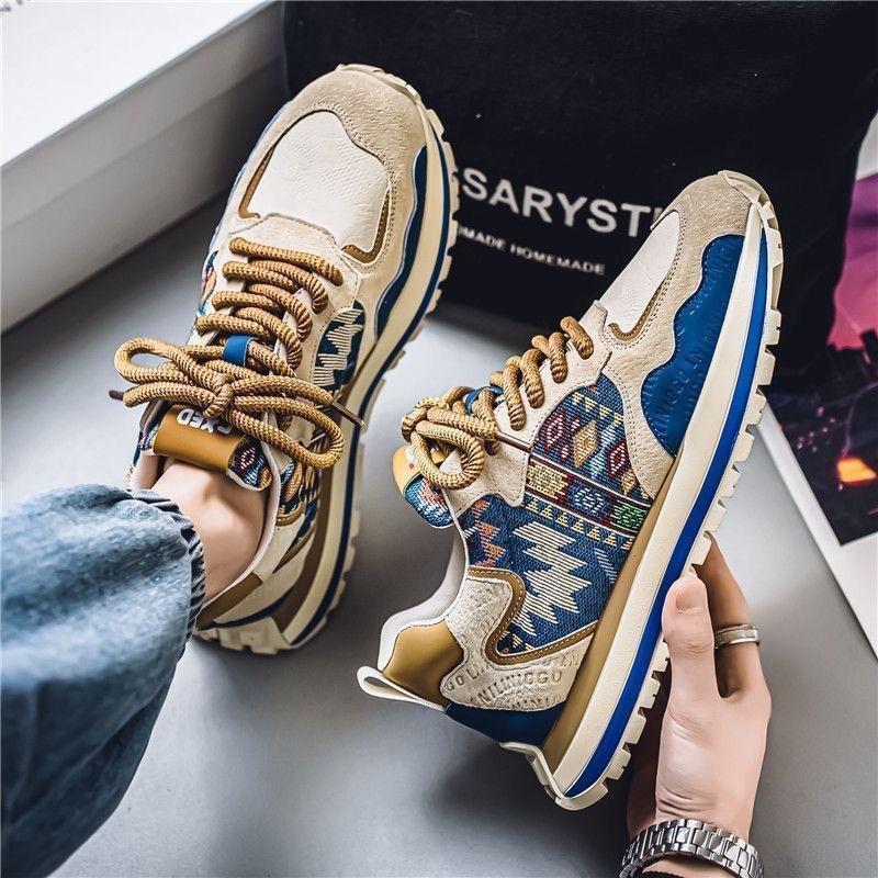 Fashion versatile printed dad shoes men's shoes spring casual shoes Chinese style embroidered men's sports shoes Forrest Gump board shoes