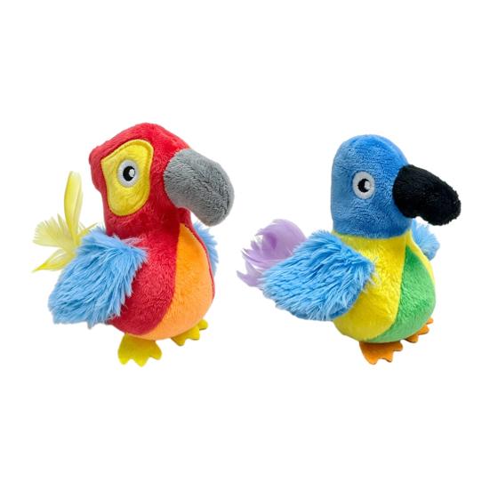 Durable Plush Pet Playthings Chirping Bird Cat Toy, Interactive Parrot Soft Stuffed Stimulating Hunting Instinct Toy Pounce for Indoor