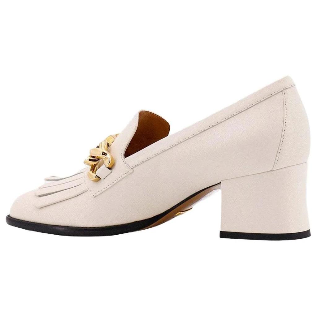 GUCCI Interlocking Leather Chunky Heel High Heels Women's White (Unisex) High Heels 750532 C9D00 9022