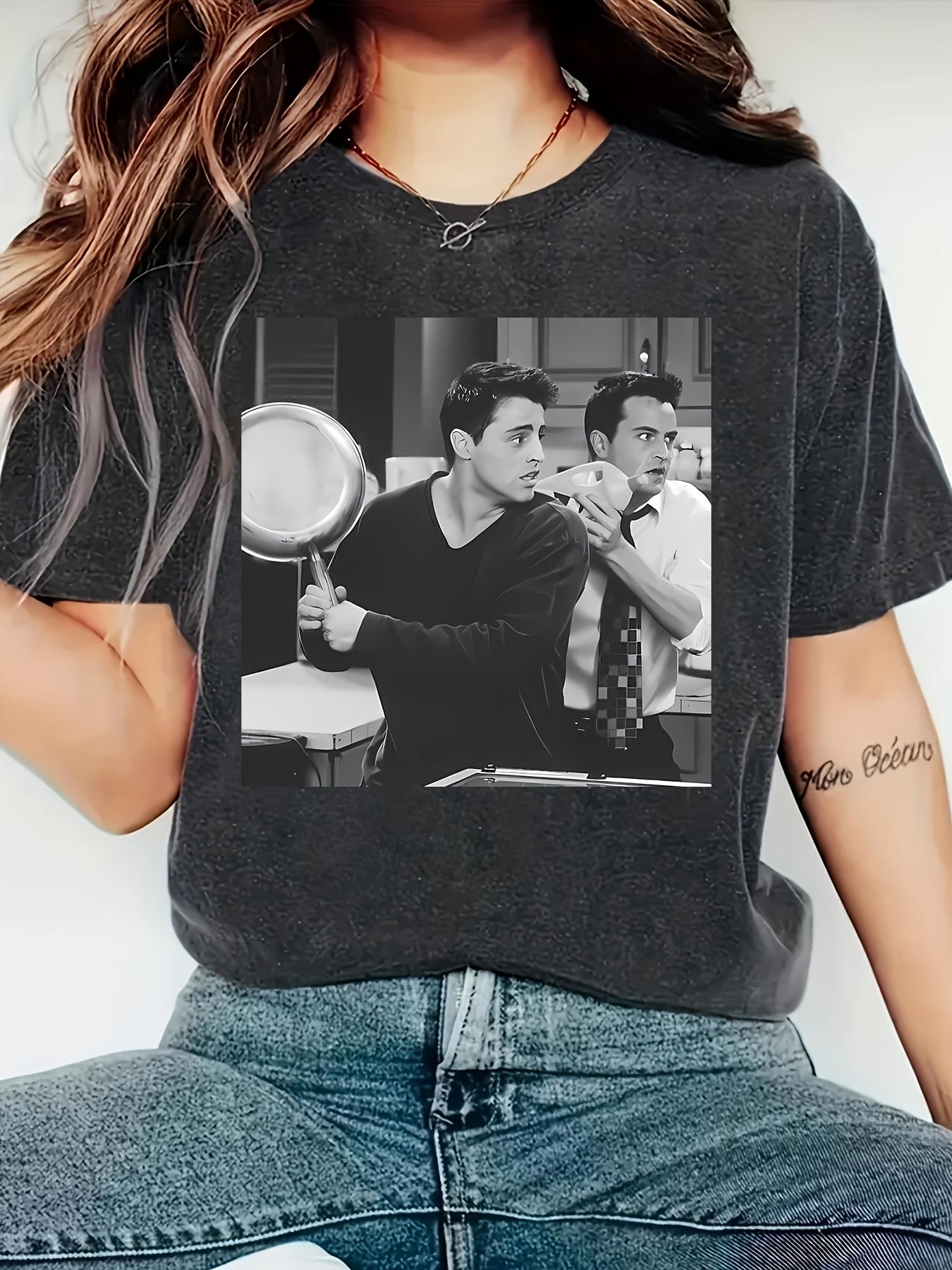 

Friends CP Printed Round Neck Short Sleeved Tshirt for Women Comfortable and Casual S