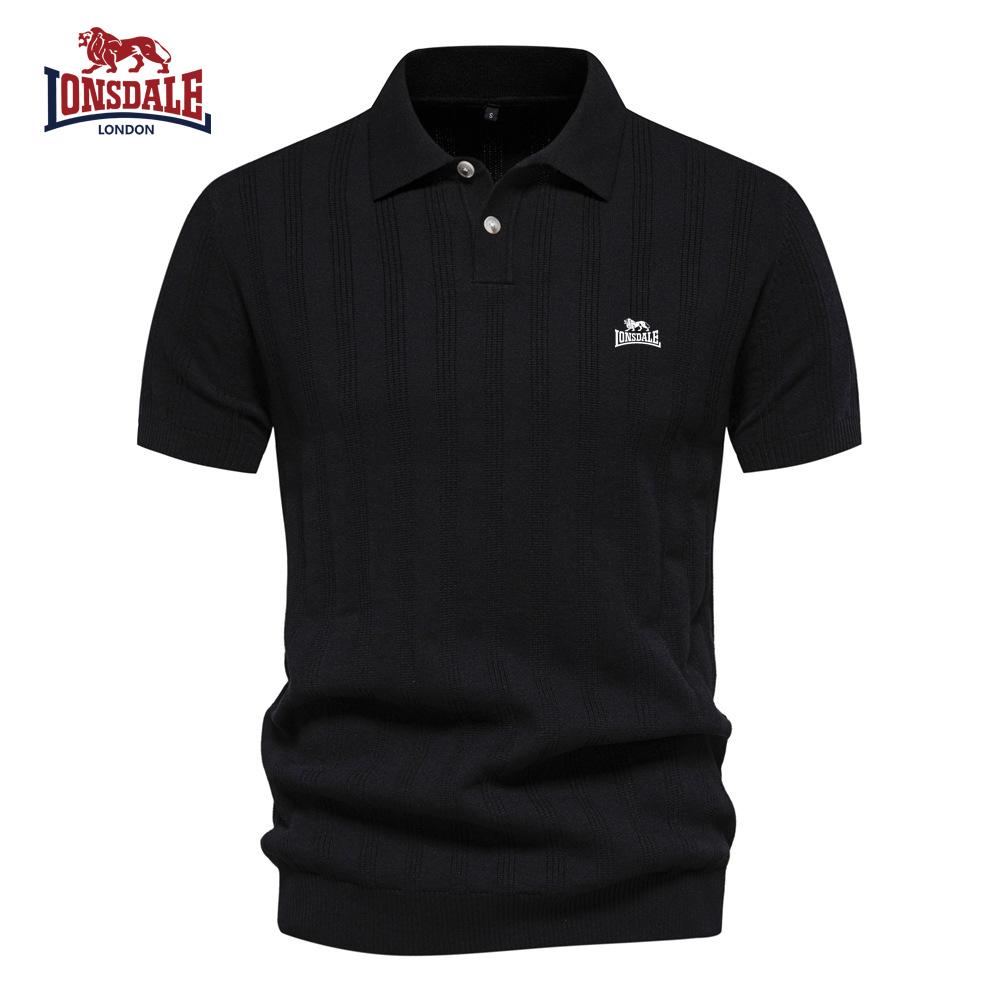 Lonsdale 2025 Lente/Zomer Borduurwerk Nieuw Heren Wol Polo Trui Gebreide Shirt Korte Mouw Kraag Heren T-shirt Top L