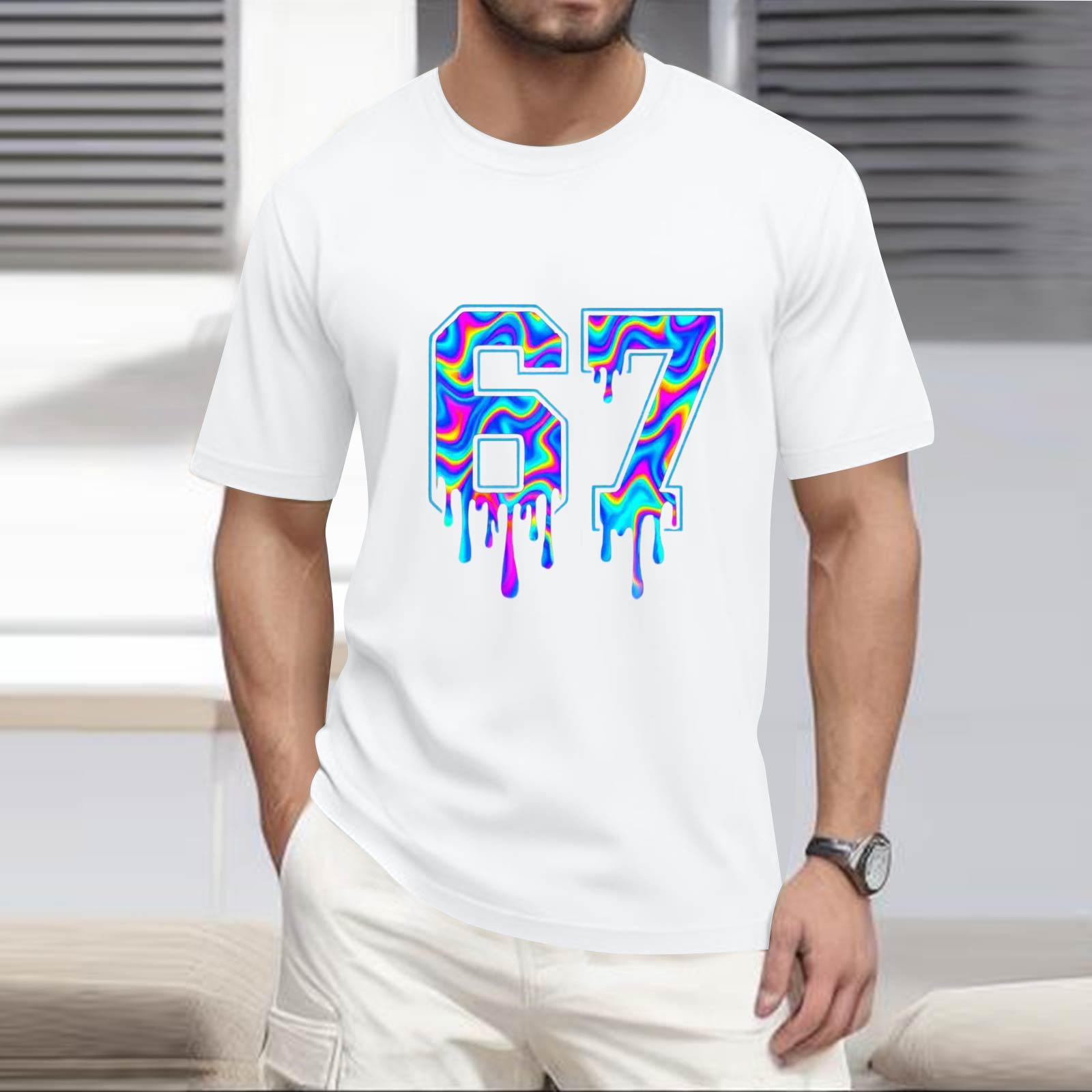 

Men s Popular T-shirt Printed Round Neck Short Sleeve T-shirt XL белый