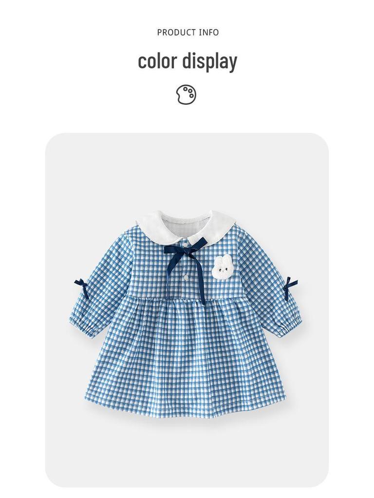 Spring Autumn Baby Girls' Cute Plaid Princess Dress - Pure Cotton Skirt
