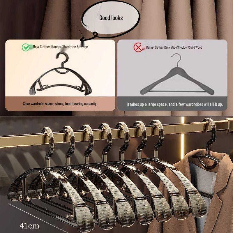 

Crystal Transparent Non-slip Wide Shoulder Clothes Hanger - Seamless & Thickened for Household & Store Use 21.1 lb load 1 pc