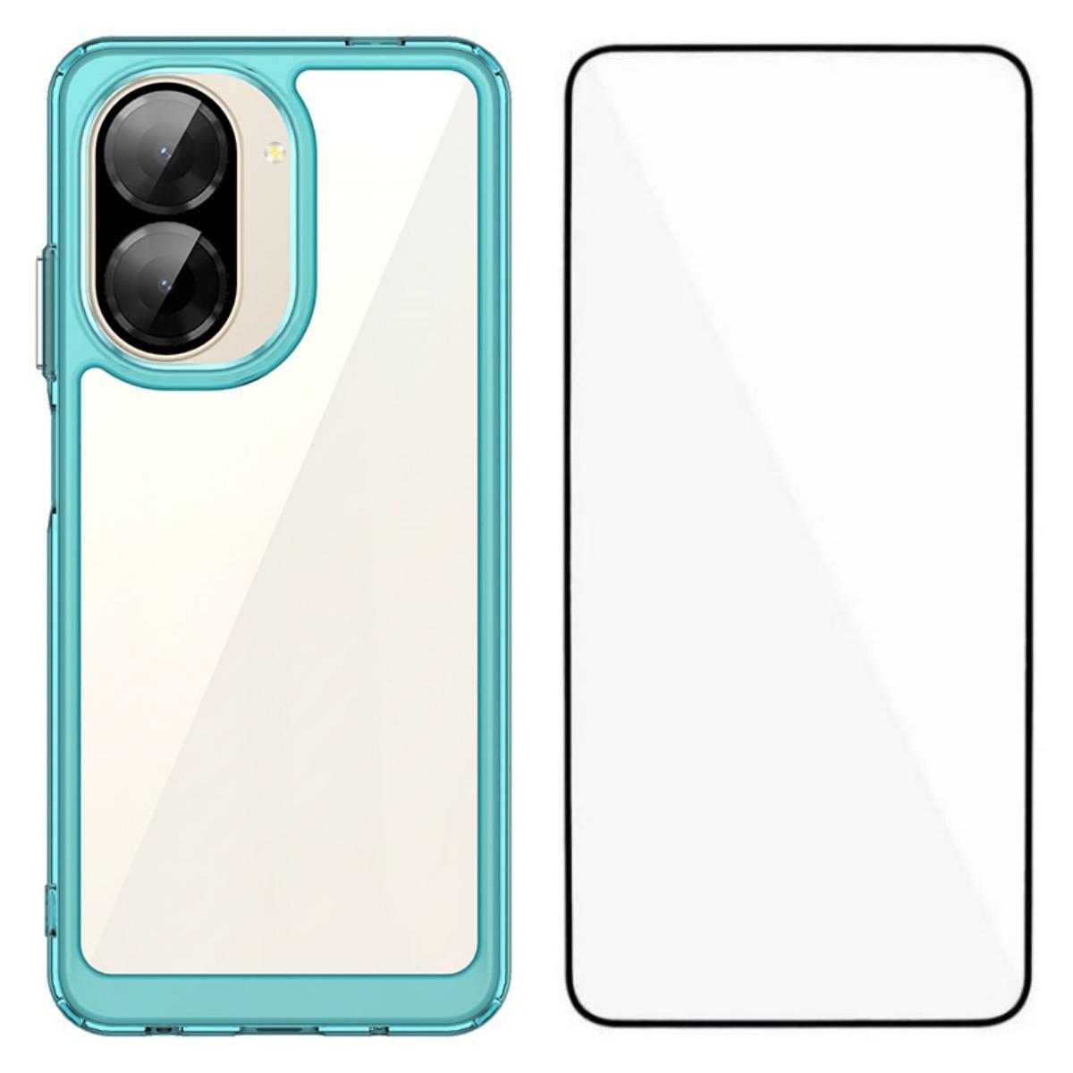 

Для Xiaomi Redmi A5 NFC (173,45*79,35*8,45 мм) Чехол для телефона WANLONFENG Серия XC TPU Акриловая крышка с закаленным стеклом (Большое отверстие для линзы) Transparent Blue