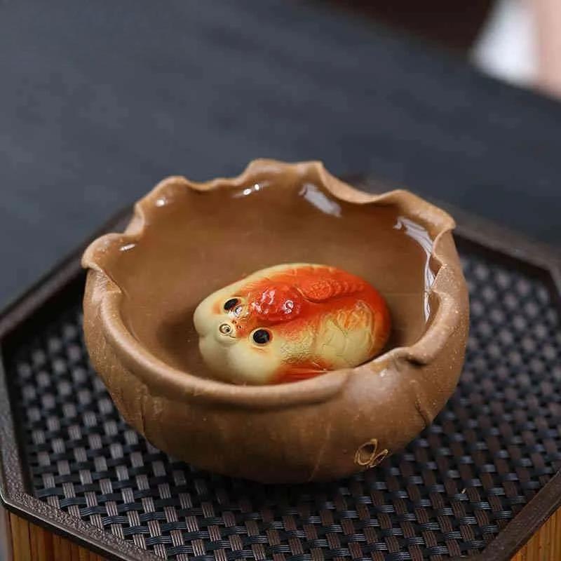 Yixing Zisha Goldfish Bubble Fish Incense Stick Tea Pet Retro Flowerpot Landscaping Tea Figurine Play Toys Tea Statue Ornaments