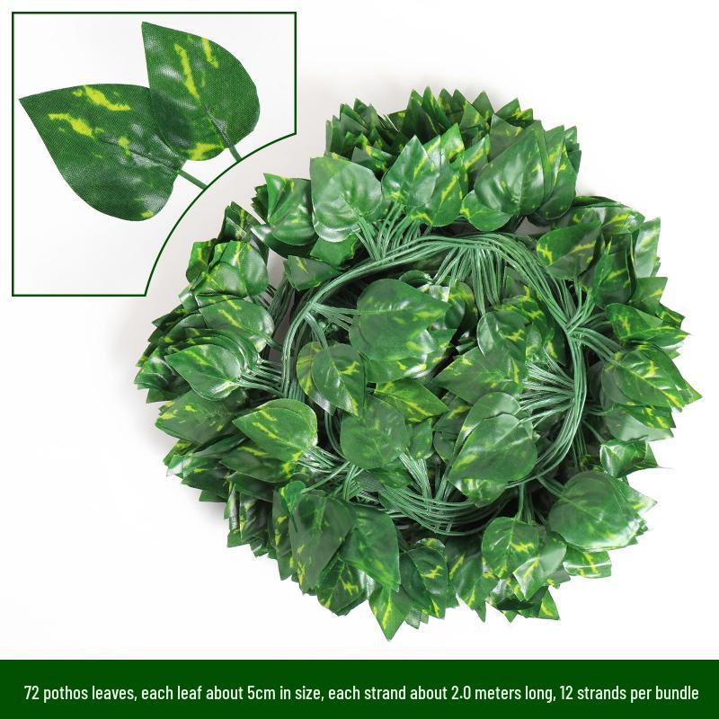 Green Leaf Rattan Grape Decorative Artificial Vine for Balcony & AC Pipe Cover