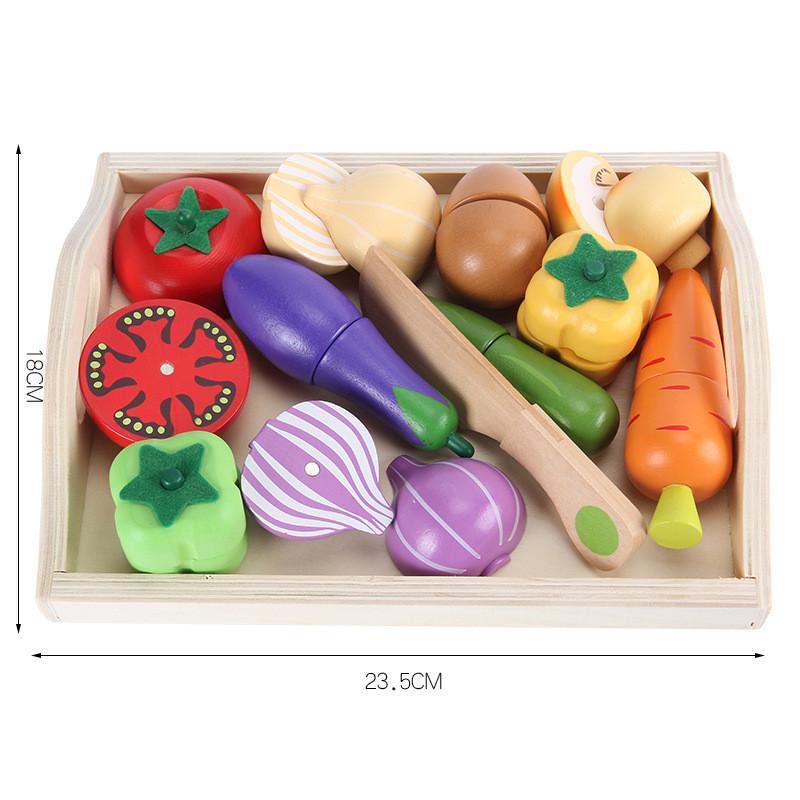 Holz-Spielküche für Kinder mit Obst- und Gemüse-Schneidespielzeug für fantasievollen Kochspaß