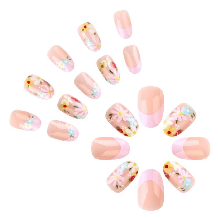 24 Stück Press-on-Nägel Kurze Falsche Nägel Vollabdeckung Aufkleb-Nagel Maniküre Nageldekoration Acrylnagel Für den Täglichen Gebrauch