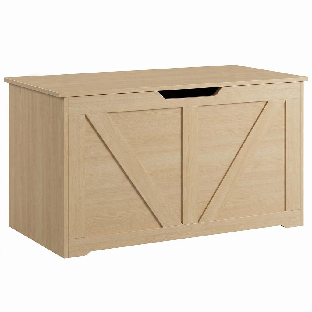 100L Storage Chest w/ Safety Hinge 80 x 40 x 45 cm Nature Wood