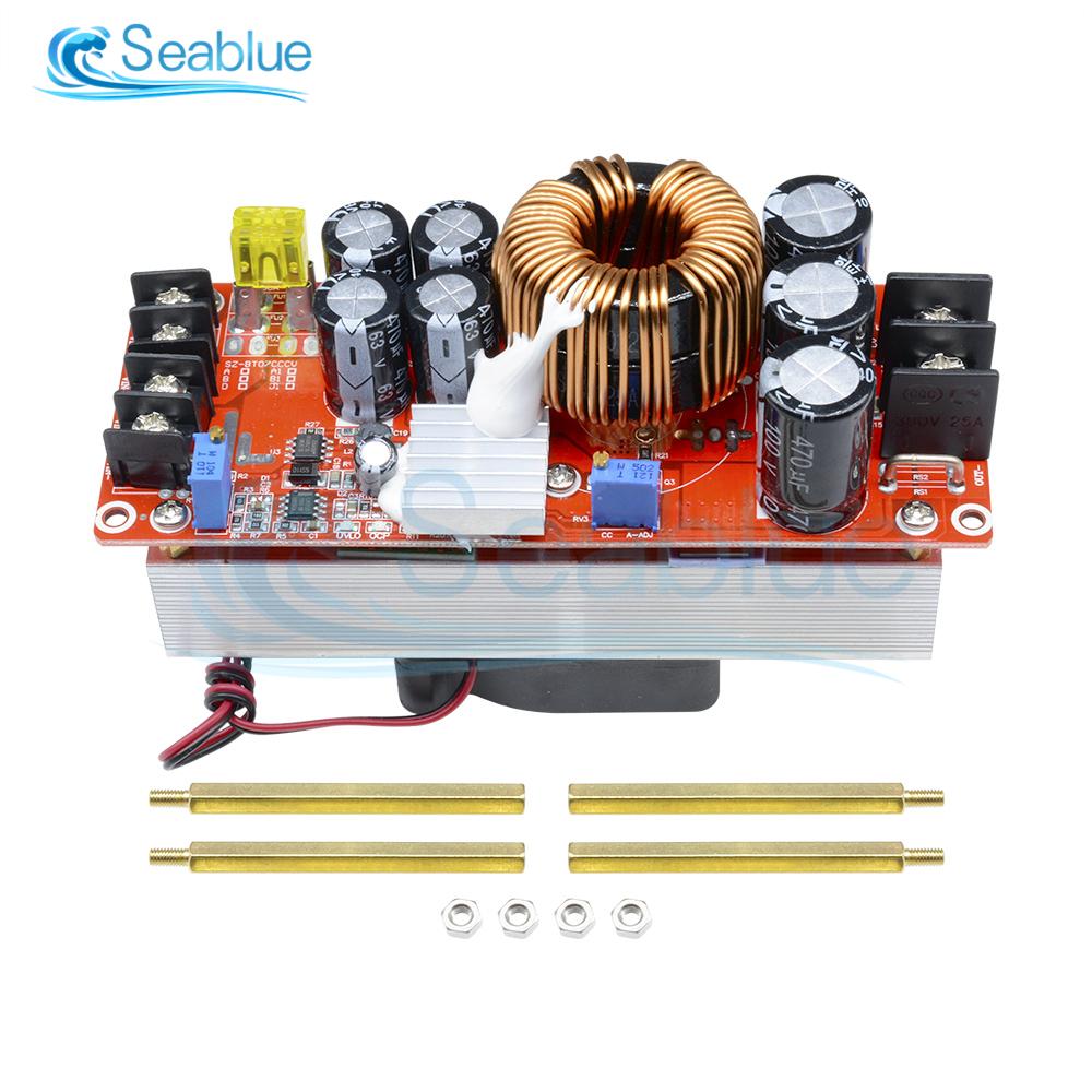 DC-DC 1500W 30A Voltage Step Up Boost Converter CC CV Power Supply Module Step Up Constant Current Module 10-60V to 12-97V Fan