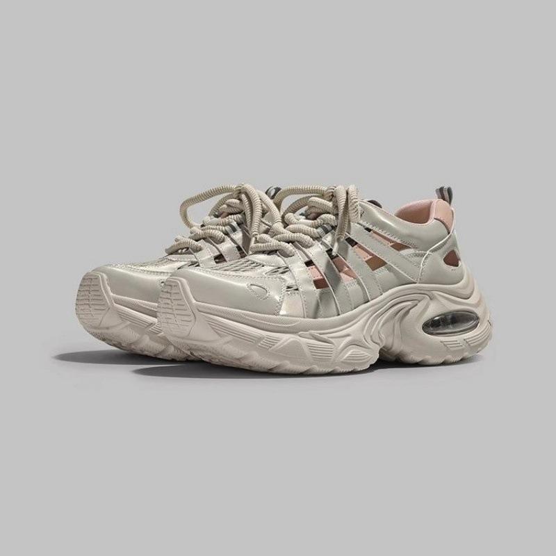 

6Cm thick-soled casual shoes women s 2025 summer new muffin sole heightening sports lightweight hollowed-out sandals dad shoes 40 шампанського