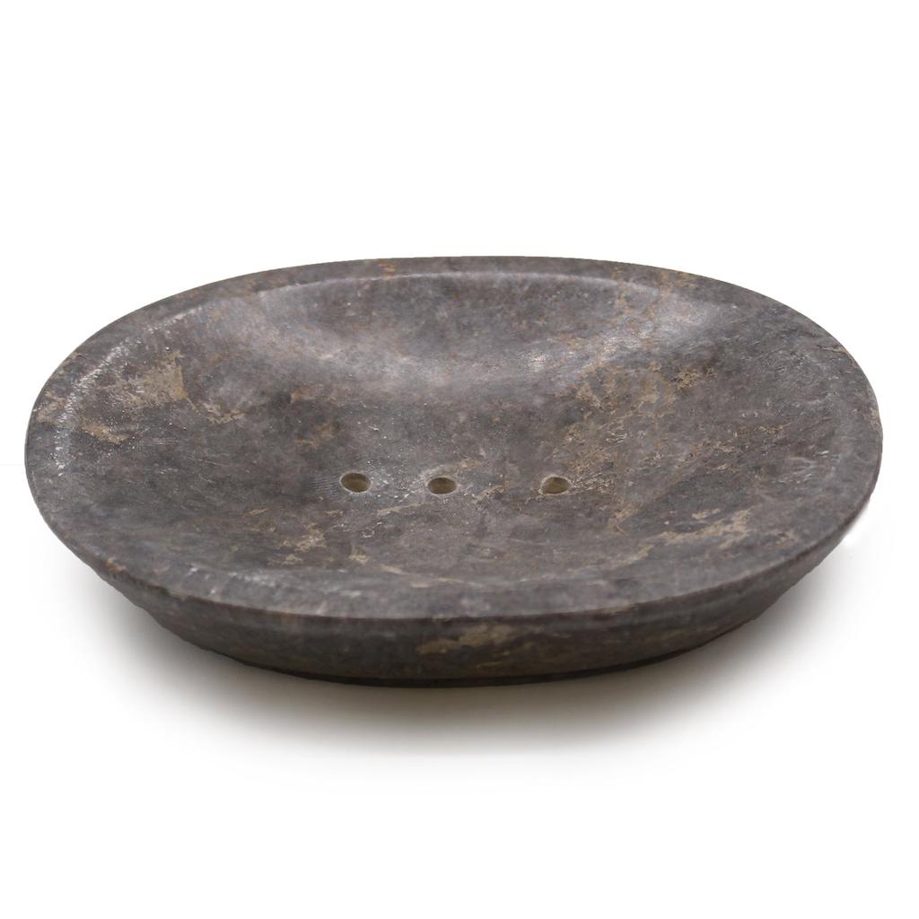 Marble Soap Dish Oval Grey