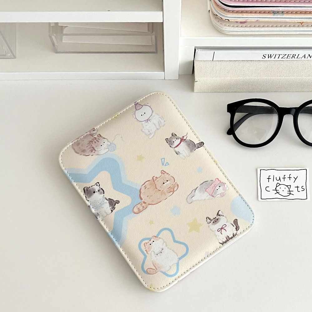 

Pu Leather Fold Makeup Mirror Cat Vanity Mirror Beauty Desktop Stand Mirror Cosmetic Tools Style G