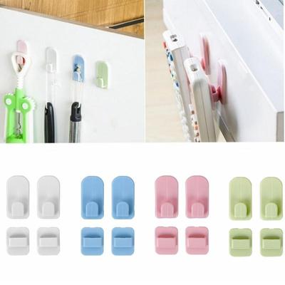2 Paar klebrige Haken-Set für Klimaanlage, TV-Fernbedienung, starker Aufhänger, Kunststoff-Schlüssel-Wandregale, Halter, Heimorganisation