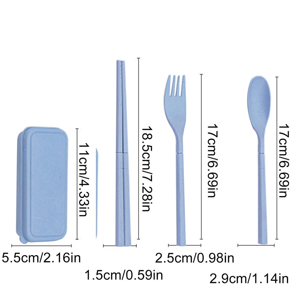

Travel Cutlery Set Portable Chopsticks Tableware Travel Cutlery Set Detachable Tableware Spoons Forks Reusable For Camping синій