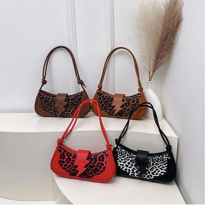 Schultertasche mit Leopardenmuster PU-Leder Unterarmtasche mit Reißverschluss Niedliche Hobo-Tragetasche Handtasche für Damen Arbeit Reise