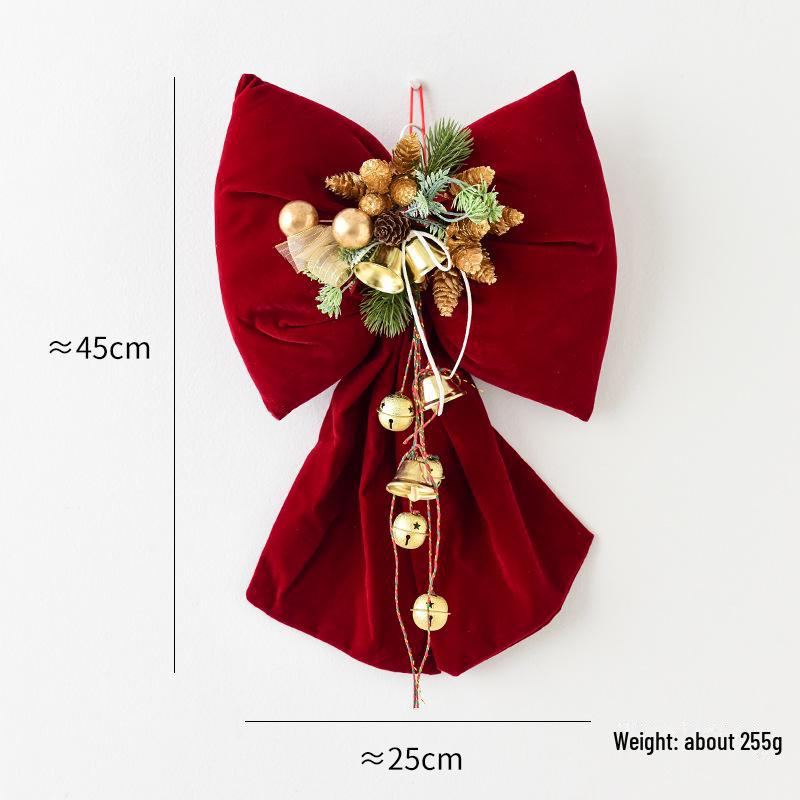Large Red Velvet 3D Christmas Bow Pendant Ornament