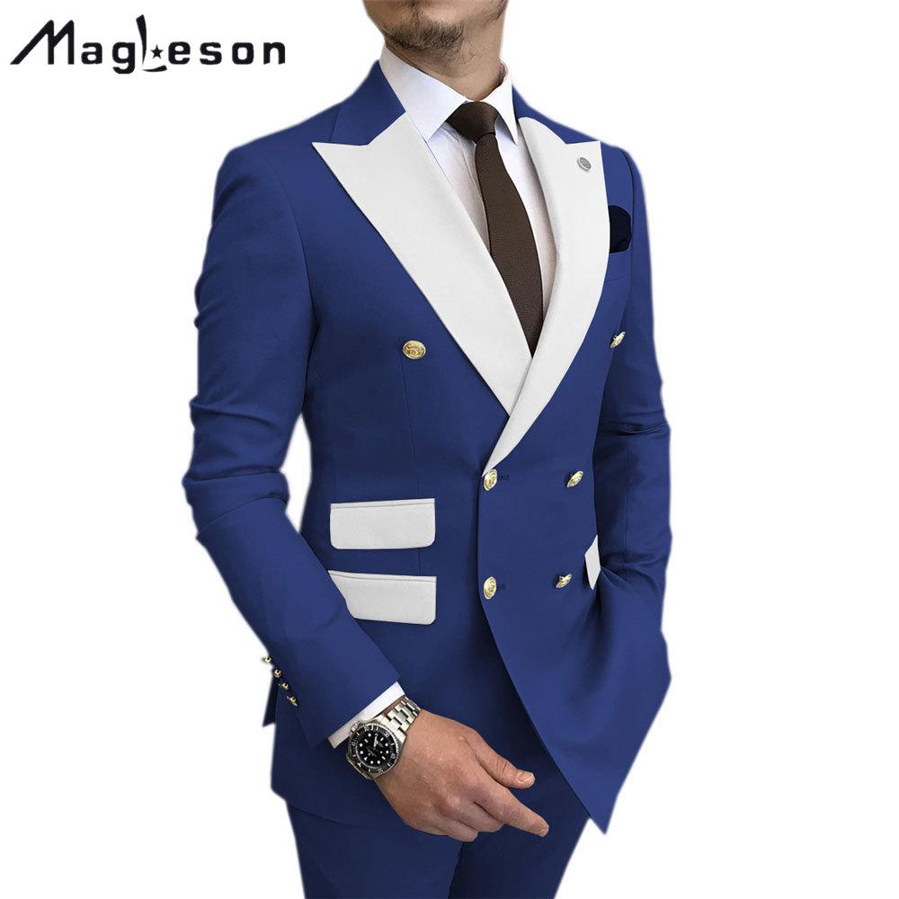 

MAGLESON комплект из 2 предметов, мужской стильный костюм, мужской повседневный тонкий деловой костюм, куртка + брюки, костюмы и блейзеры