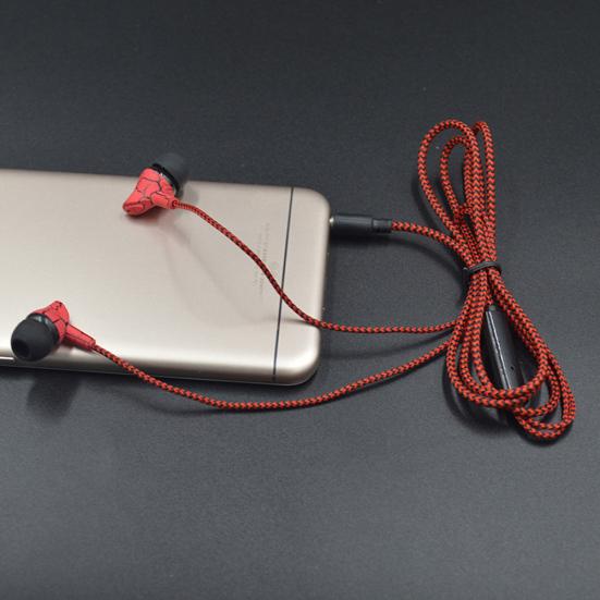 Fashion Cracked Print Wire Volume Control Universal Braided In-ear Earphones