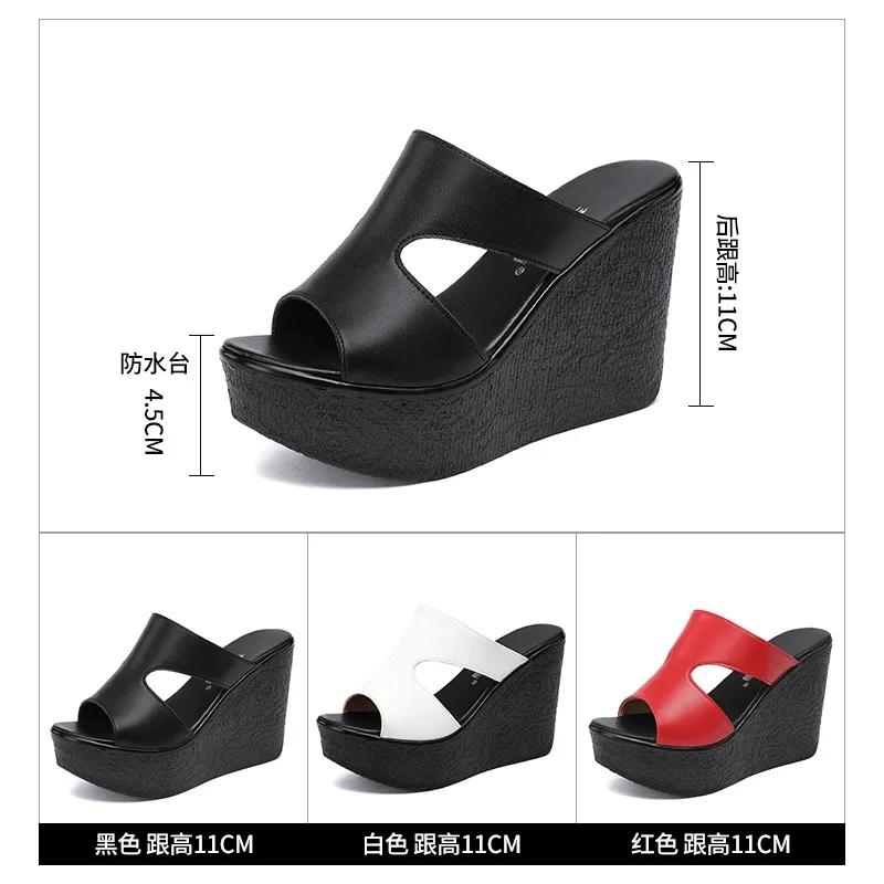 Women's Slippers Wedge Heel Peep Toe 11cm Heel High Shoes Women Dress Outdoor 4.5cm Waterproof Platform 2026 Zapatillas De Mujer